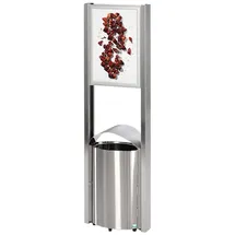Proregal Robuster Standabfallsammler mit Schutzdach Werbefläche | 50 Liter, HxBxT 180x48x35cm | Edelstahl