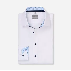 Olymp Businesshemd OLYMP "OLYMP Luxor, comfort fit, New Kent mit extra langem Arm", Herren, Gr. 40, Normaler Arm, weiß, 100% Baumwolle, Hemden