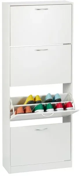 Relaxdays Schuhschrank Kipper Weiß,Silber