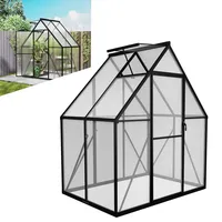 LZQ Gartengewächshaus Aluminium mit Fundament 125x180x195 cm Gewächshaus Pflanzenhaus mit Schiebetür und Dachfenster Treibhaus Gartenhaus Winterfest Aufzucht Tomatenhaus (6x4 ft)