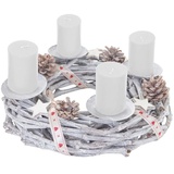MCW Adventskranz Holz Ø 30cm mit Kerzen Weiß
