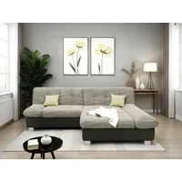 DOMO collection Ecksofa 100031 234x157 cm, kompakt, komfortabel & bequem, L-Form, whlw. mit Bettfunktion und Armteilverstellung grau|schwarz