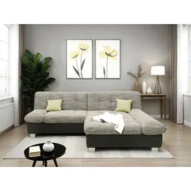 DOMO collection Ecksofa 100031 234x157 cm, kompakt, komfortabel & bequem, L-Form, whlw. mit Bettfunktion und Armteilverstellung grau|schwarz