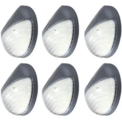 LED Solarleuchte Außenlampe Zaunleuchte Gartenleuchte Dekolampe, Kunststoff grau, Akku enthalten, 0,06W, D 11 cm, 6er Set