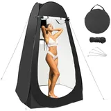 Taeku Pop-Up Toilettenzelt, Großer Sichtschutz Umkleideraum, Tragbarer Sonnenschutz Überdachungs Regenschutz für Außendusche, Toilette und Umkleideraum (Schwarz)