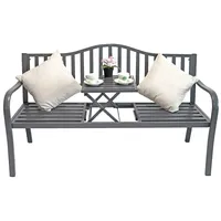 Dynamic24 2in1 Metall Gartenbank + Klapptisch Bank Parkbank Sitzbank