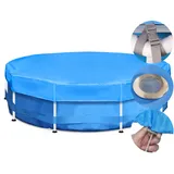 Sekey Poolabdeckung Rund 366cm für Metallrahmenpools, 420D Reißfest Oxford Poolplane, Sommer & Winter Abdeckplane Pool Rund, Wind- und Staubabweisend, Einfache Installation, Blau