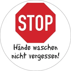 Hygieneschild, STOP Hände waschen nicht vergessen (Handschrift), Folie - 100 mm Folie selbstklebend