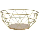 levandeo Korb Metall Gold 26x12cm Obstkorb Modern Holz MDF Braun Schüssel Schale Deko Obstschale Tischdeko