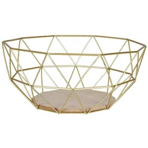 levandeo Korb Metall Gold 26x12cm Obstkorb Modern Holz MDF Braun Schüssel Schale Deko Obstschale Tischdeko