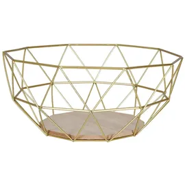 levandeo Korb Metall Gold 26x12cm Obstkorb Modern Holz MDF Braun Schüssel Schale Deko Obstschale Tischdeko