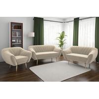 MKS MÖBEL Sofa VIKI 3 2 1, Skandinavische Deko, Moderne Sofa Set 3+2+1, Sechs Personen, Polstersofa beige