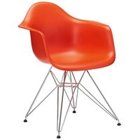 Vitra Stuhl Eames Plastic Armchair DAR 83x63x59 cm rot, Gestell: verchromt, Designer Charles & Ray Eames