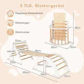 Costway Kletterbogen 4 in 1 mit Rutsche Grau/Naturbelassen