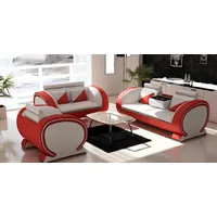 JVmoebel Sofa Sofagarnitur Ledersofa Sofa mit USB Polster Leder Garnitur Couchen, Made in Europa weiß