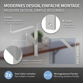 ML-Design 4 Stück Regalhalterung 240x240 mm, Silber, Aluminium, Schwebende Regalhalterungen, Regalwinkel, Wandhalterung für Regalbrett,