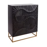 invicta INTERIOR Massives Highboard Scorpion 120cm Mangoholz aufwendige 3D Schnitzereien Hochschrank Massivholz Schrank