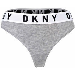 DKNY Damen String - Tanga, Cotton Modal Stretch, Logobund, einfarbig Grau XL