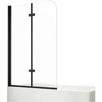EMKE Emke, - Duschwand für Badewanne Mattschwarzer Badewannenfaltwand 2-teilig Faltbar 100x140cm Badewannen-duschwand 6mm Nano-glas