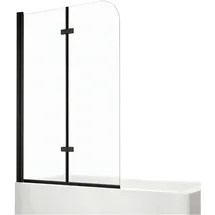 EMKE Emke, - Duschwand für Badewanne Mattschwarzer Badewannenfaltwand 2-teilig Faltbar 100x140cm Badewannen-duschwand 6mm Nano-glas