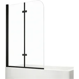 EMKE Emke, - Duschwand für Badewanne Mattschwarzer Badewannenfaltwand 2-teilig Faltbar 100x140cm Badewannen-duschwand 6mm Nano-glas