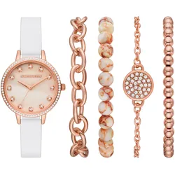Quarzuhr SKECHERS "MOP DIAL SET", weiß, Armbanduhren, Damen, Armbanduhr, Damenuhr, Glitzer, ideal als Geschenk