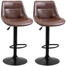 Homcom Barhocker 2er Set Barstuhl mit Rückenlehne, Tresenhocker höhenverstellbar, drehbarer Bistrohocker mit Fußstütze, Kunstleder, Stahl,