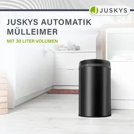 Juskys Runder Mülleimer mit Sensor - Schwarz