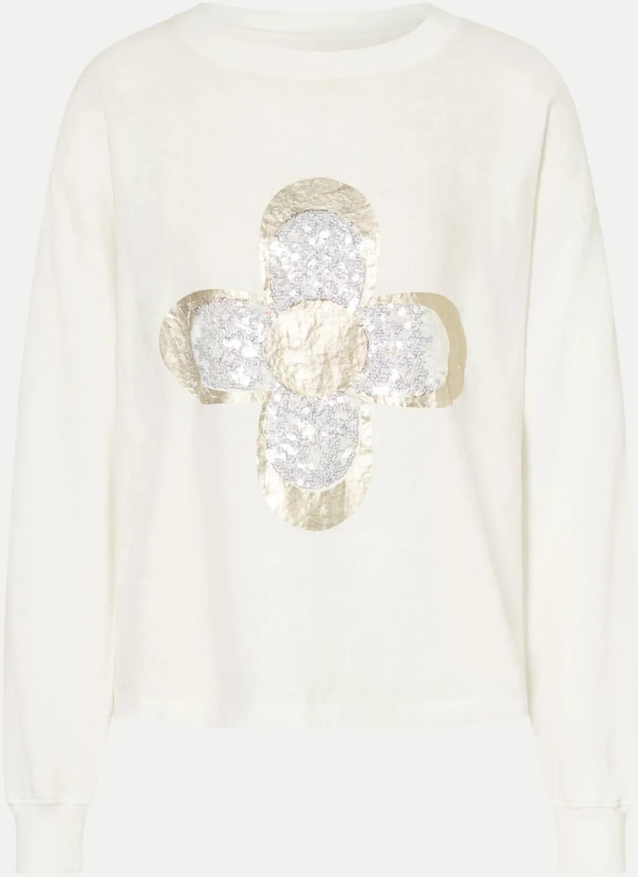 Sweatshirt mit Leinenpatch Weiß XL