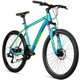 bergsteiger Mountainbike Makalu 26 Zoll Mountainbike Alu, geeignet ab 150 cm, Damen, Herren, 21 Gang Shimano Tourney RD-TY300 Schaltwerk, Kettenschaltung, Scheibenbremsen blau