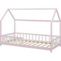 [en.casa] Hausbett Hesel mit Rausfallschutz 90x200cm Rosa