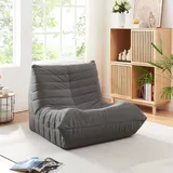 [en.casa] Bodensessel Kodsø Cord 90 x 75 x 100 cm Grau mit Hocker