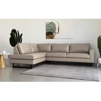 PLACES OF STYLE Ecksofa »Pinto, 290 cm, Ottomane links / rechts«, Cord, Feincord, Luxus-Microfaser Leder und Chenille beige