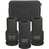 XRMXF 3/4 Zoll Steckschlüssel-Satz 3tlg 17 19 21mm Cr-Mo Schlagschrauber Nüsse | 12 Punkte Schlagnuss-Satz |