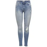 Only Damen Onlblush Mid Sk ANK Raw Rea333noos Jeans, Light Blue Denim, S EU - S / 32L