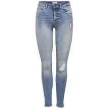 Only Damen Onlblush Mid Sk ANK Raw Rea333noos Jeans, Light Blue Denim, S EU - S / 32L