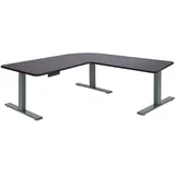 Mendler Eckschreibtisch HWC-D40 Schwarz / Grau