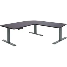 Mendler Eckschreibtisch HWC-D40 Schwarz / Grau