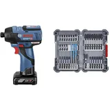 Bosch Professional 12V System Akku Drehschlagschrauber GDR 12V-110 (ohne Akku/Ladegerät) + 35x PRO Impact Mixed Set, Amazon Exclusiv, 35-tlg. (für Beton, Weiche Fliesen, 108 x 168 mm)