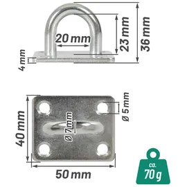 VOSS.farming Augplatte 50x40mm, Wandhaken, Ankerplatte, verzinkt