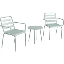 Outsunny 3tlg. Bistroset Gartenmöbel Set mit 1 Couchtisch, 2 Stapelbaren Stühlen, Balkon-Set, Sitzgruppe für Balkon, Terrasse, Stahl, Grün