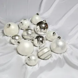Christbaumkugel Weihnachtskugel Glas glänzend matt glitzernd silber weiß 12 St.