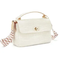 Umhängetasche VIVANCE "Handtasche", Damen, Gr. B/H/T: 25cm x 16cm x 10cm, beige, Polyester, unifarben mit Farbeinsatz, Taschen, Schultertasche, Tragetasche, Crossbody Bag VEGAN