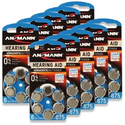 ANSMANN Hörgeräte-Batterie, HEARING AID, PR44, Größe 675, 60 Stück