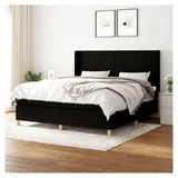 Lattenrost mit Matratze, Schwarz, 160 x 200 cm, Stoff, Plattformbett, mit Lattenhalter, einfache Montage, für Schlafzimmer, Erwachsene