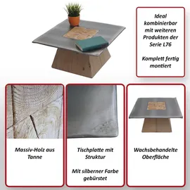 MCW Couchtisch MCW-L76, Wohnzimmertisch Beistelltisch, Industrial Massiv-Holz MVG, 60x60cm natur mit Metall-Optik