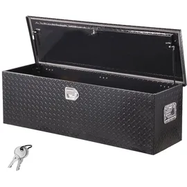 Vevor Werkzeugkasten aus Aluminium für die Ladefläche mit seitlichem Griff und Schlossschlüsseln, Aufbewahrungs-Werkzeugkiste für Anhänger Pickup Wohnmobil (1244,6 x 381 x 381 mm) Schwarz
