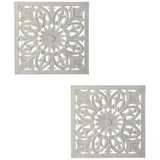 Marrakesch Orient & Mediterran Interior 2er Set Wandbild Wanddeko Holzdeko Mandala Adarsch Deko 40cm