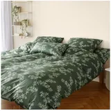 ELEGANTE Mako-Jersey Cherry Blossom Grün 135 x 200 cm + 80 x 80 cm