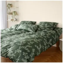 ELEGANTE Mako-Jersey Cherry Blossom Grün 135 x 200 cm + 80 x 80 cm